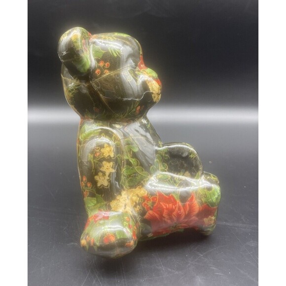 VTG Joan Baker Porcelain Floral Decoupage BEAR Shelf Sitter Figurine 6.5” - Picture 2 of 6